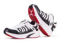 Black-and-white Tunez T-Lo sneaker with red accents